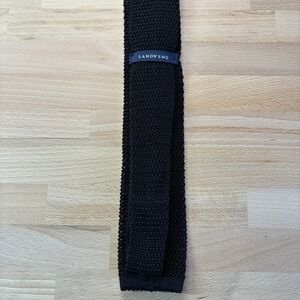 Lands End Tie Men's Black Knit Square End Silk Vintage Italy 2.5" Soie Seide